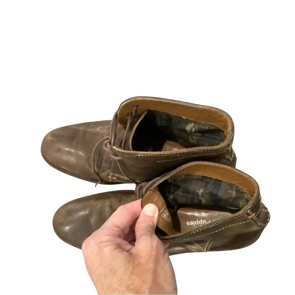 HUSH PUPPIES Brown Leather Boots Classic Size 7 preppy ankle boot moccasin